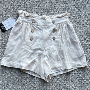 NWT High Waist Cream Shorts with Buttons